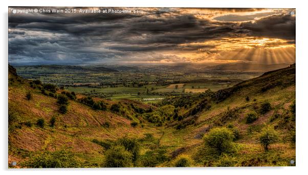  Sunrays over Montgomeryshire, Wales Acrylic by Black Key Photography