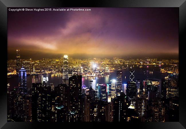  Hongkong City at night Framed Print by Steve Hughes