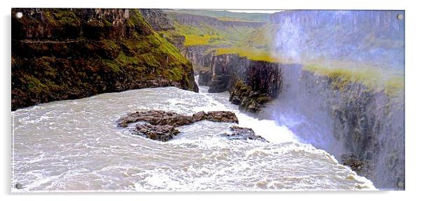  Gullfoss ( Golden Falls ) Iceland Acrylic by Sue Bottomley