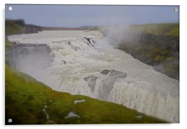  Gullfoss ( Golden Falls ) Iceland. Acrylic by Sue Bottomley