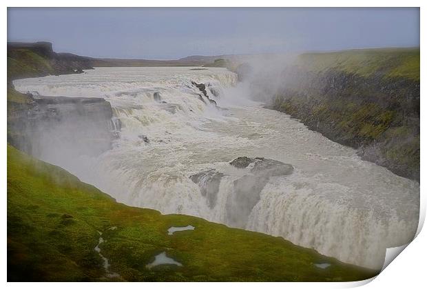  Gullfoss ( Golden Falls ) Iceland. Print by Sue Bottomley