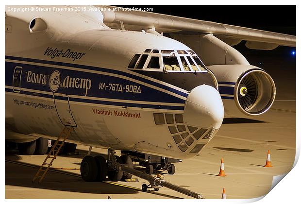  Volga-Dnepr IL-76 at Night Print by Steven Freeman