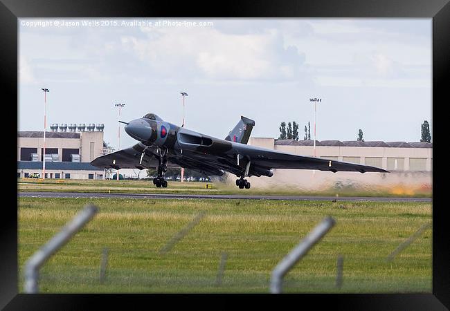 XH558 taking off from Doncaster airport Framed Print by Jason Wells