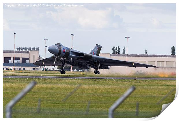XH558 taking off from Doncaster airport Print by Jason Wells