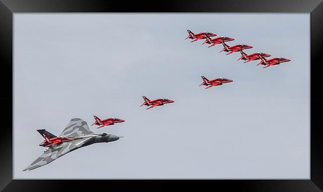 Vulcan Reds Flypast RIAT 2015 Saturday Framed Print by martin davenport