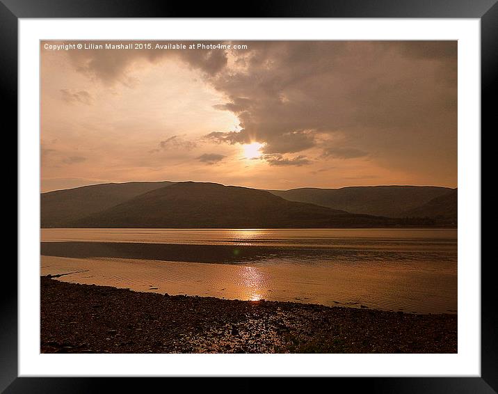 Sunset over Loch Linnhe.  Framed Mounted Print by Lilian Marshall