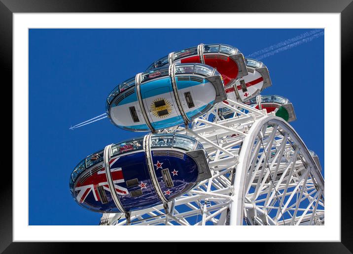 The London Eye and Jet Aircraft Framed Mounted Print by David Pyatt