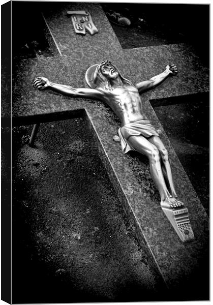 Effigy Of Christ On A Grave Canvas Print by Adrian Wilkins