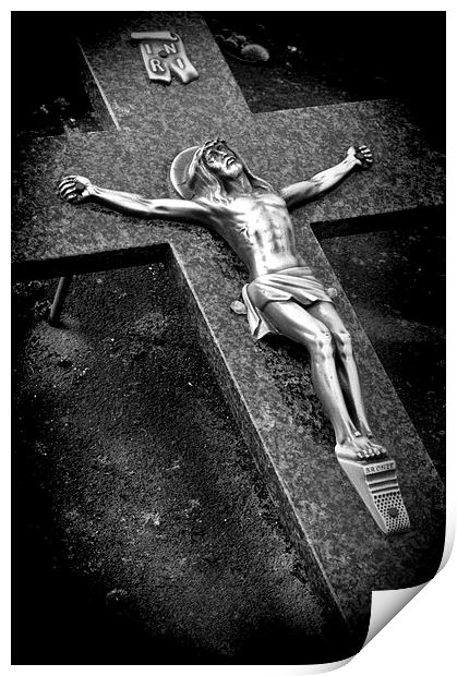  Effigy Of Christ On A Grave Print by Adrian Wilkins