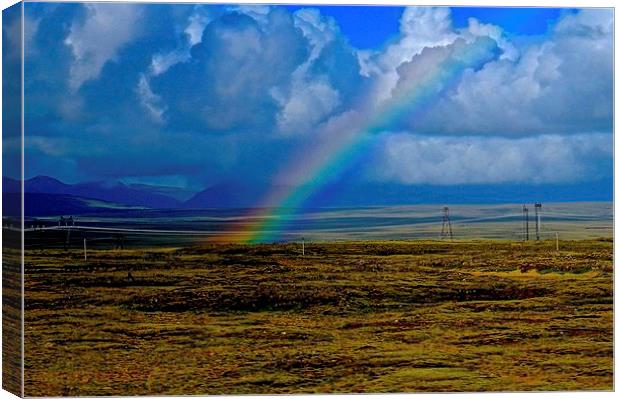  Rainbow touching ground  Canvas Print by Sue Bottomley