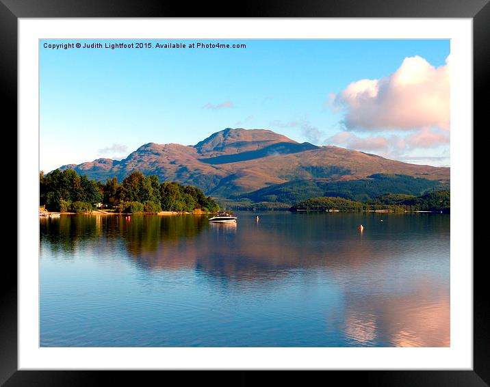 The peacful tranquility of Loch Lomond Framed Mounted Print by Judith Lightfoot
