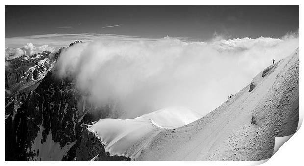  Climbing the ridge, Chamonix Print by Dan Ward