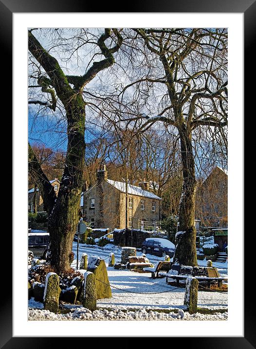 Bamford Village in Winter Framed Mounted Print by Darren Galpin