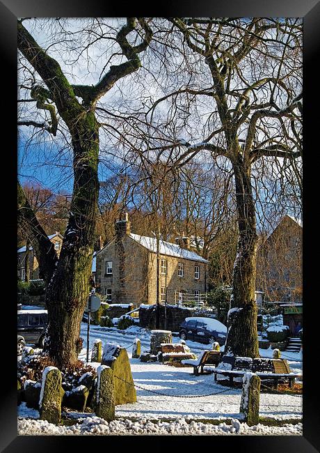 Bamford Village in Winter Framed Print by Darren Galpin