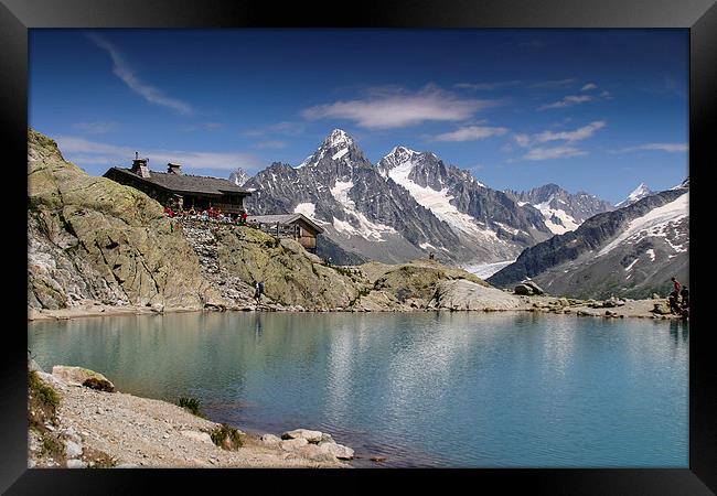  Tour de Mont Blanc - Lac Blanc refuge Chamonix Framed Print by Chris Warham