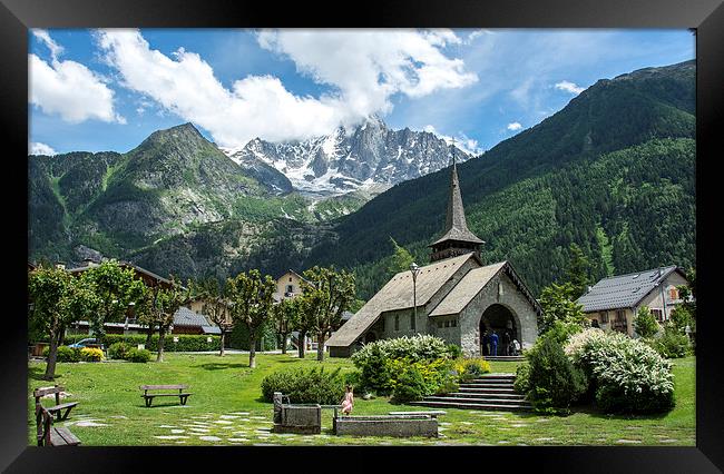  Alpine church, Les Praz, Chamonix Framed Print by Dan Ward