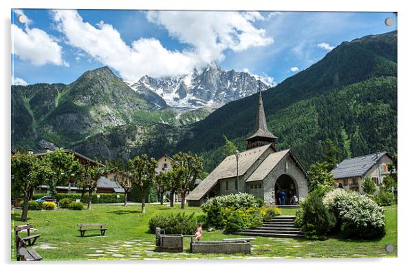  Alpine church, Les Praz, Chamonix Acrylic by Dan Ward