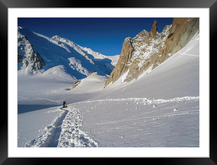  Alpine glacier walking on the Col du Midi glacier Framed Mounted Print by Chris Warham
