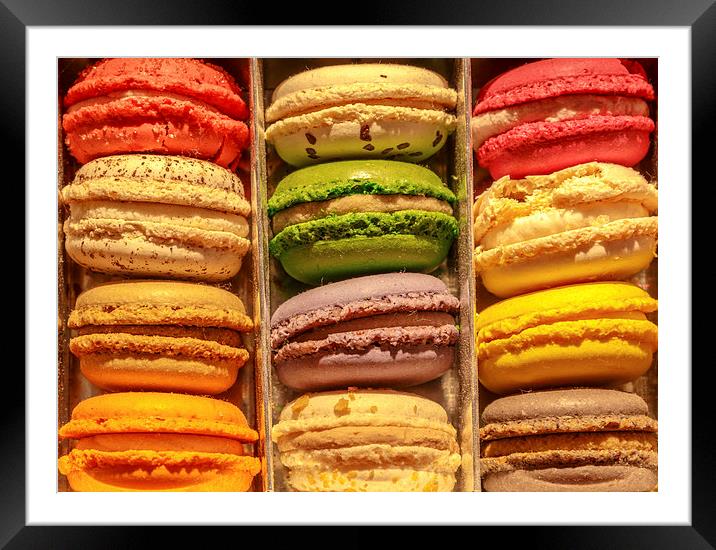 Macarons in a gift box Framed Mounted Print by Chris Warham