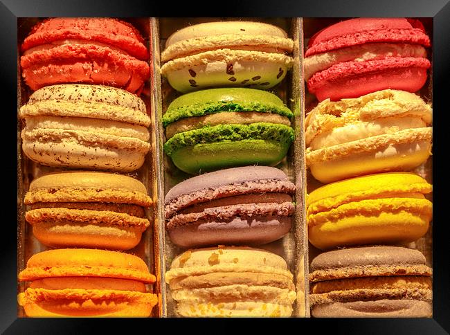 Macarons in a gift box Framed Print by Chris Warham