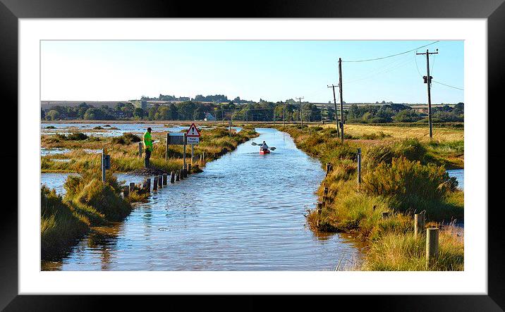 Kayaking down the road 1 - Brancaster beach Framed Mounted Print by Gary Pearson