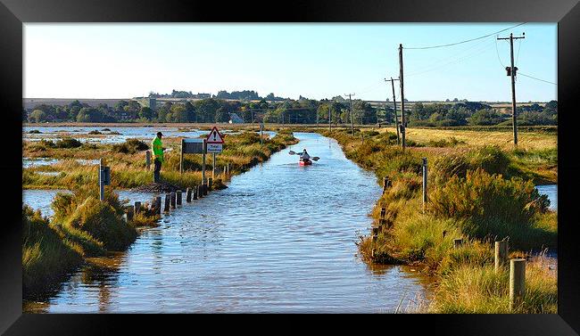 Kayaking down the road 1 - Brancaster beach Framed Print by Gary Pearson