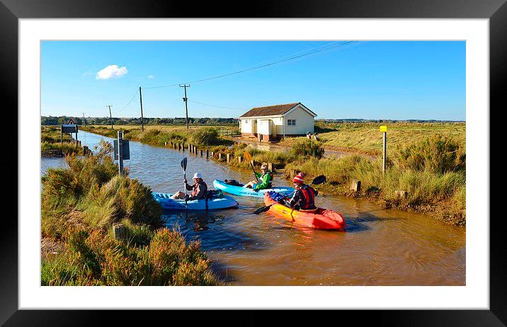  Kayaking along the road - Brancaster 30/9/15 Framed Mounted Print by Gary Pearson