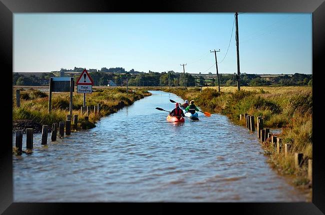 Kayaking down the road at Brancaster - 30/9/15 Framed Print by Gary Pearson