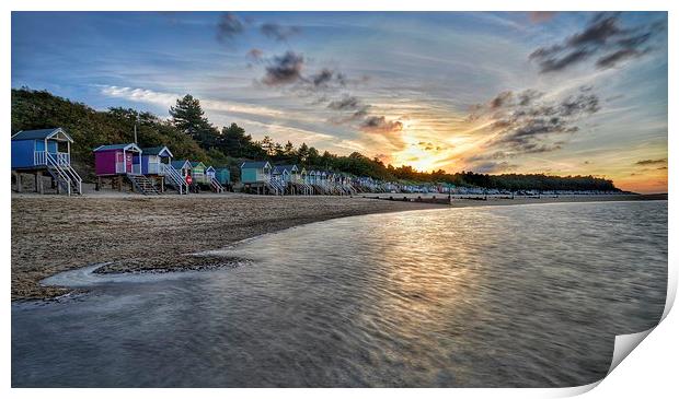  Beach hut sunset - Wells next the Sea Print by Gary Pearson