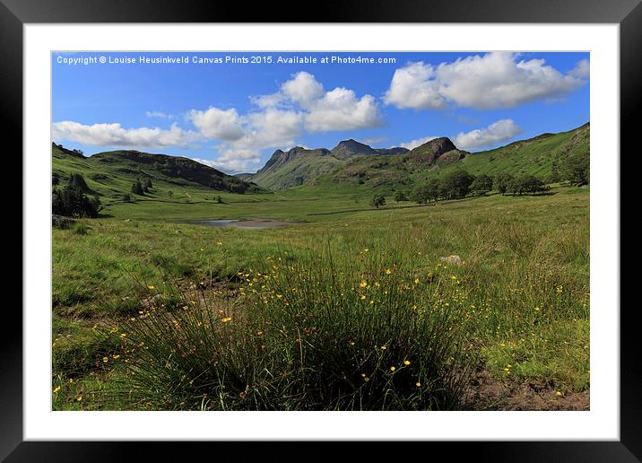 Blea Tarn and the Langdale Pikes Framed Mounted Print by Louise Heusinkveld