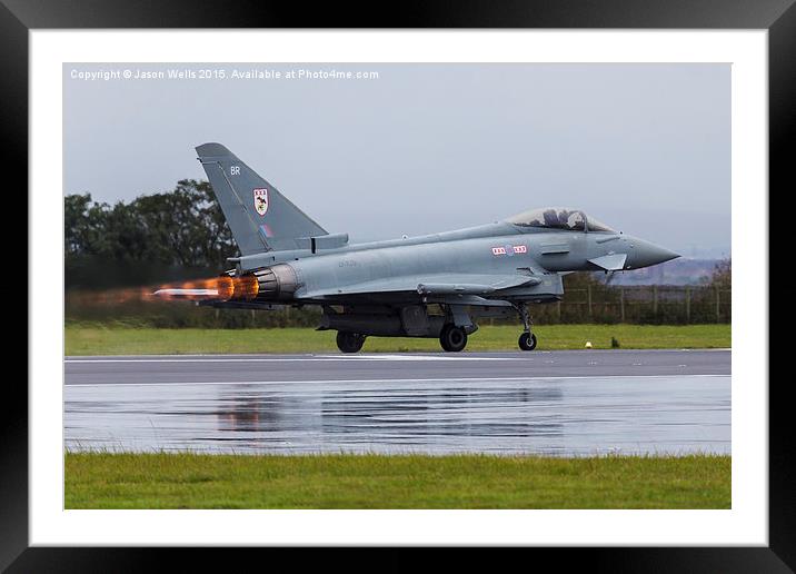 RAF Typhoon roars down the runway Framed Mounted Print by Jason Wells