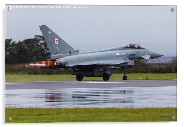 RAF Typhoon roars down the runway Acrylic by Jason Wells
