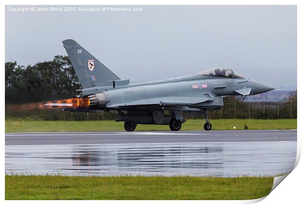 RAF Typhoon roars down the runway Print by Jason Wells
