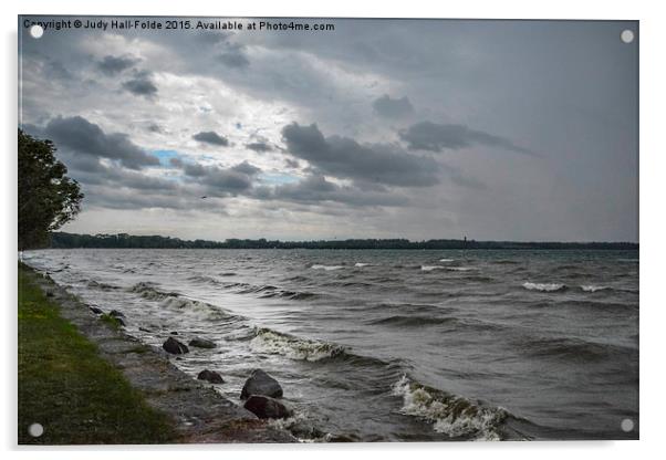  Storm Coming on Lake Seneca Acrylic by Judy Hall-Folde