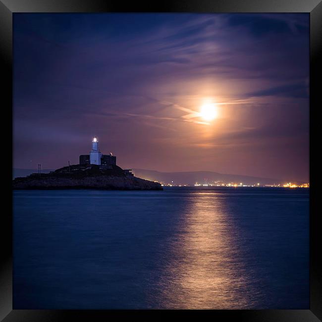  Mumbles Moon Rise Framed Print by Purple OneTwoEight