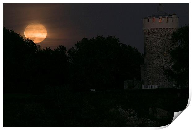  Full supermoon rising by the Clifton Observatory, Print by Caroline Hillier