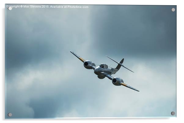  Gloster Meteor comes out of a stormy sky Acrylic by Max Stevens