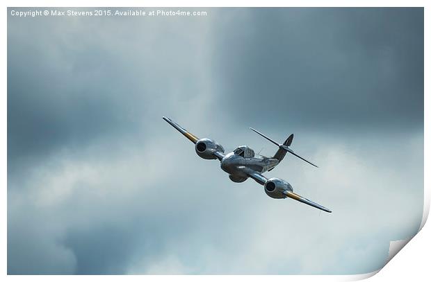  Gloster Meteor comes out of a stormy sky Print by Max Stevens