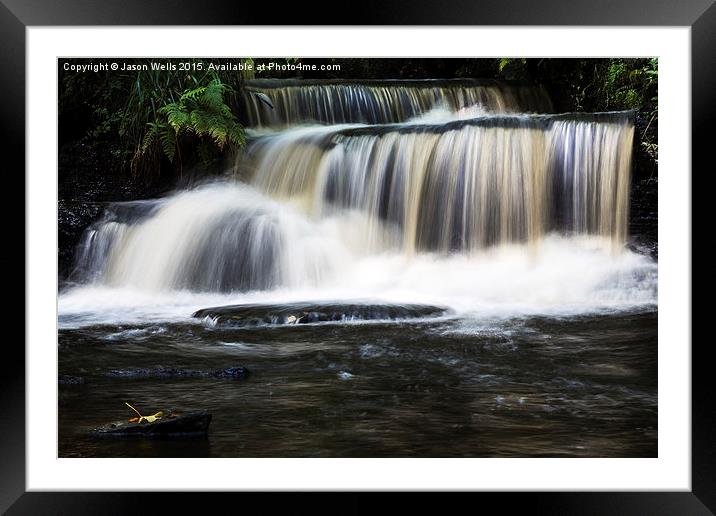 Solitary leaf by the waterfall Framed Mounted Print by Jason Wells