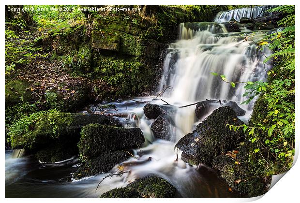 Water cascading over rocks Print by Jason Wells