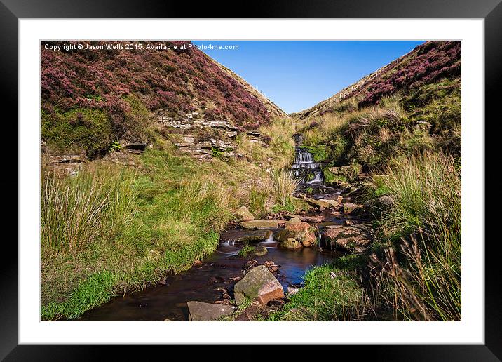 Long exposure of a waterfall in the Peak District Framed Mounted Print by Jason Wells