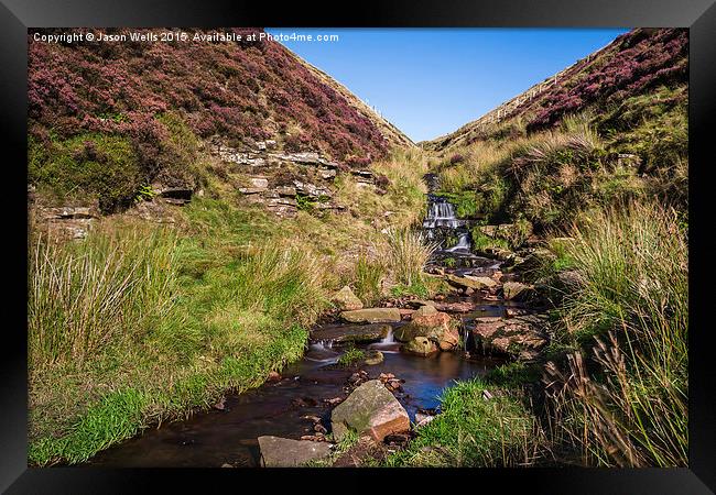 Long exposure of a waterfall in the Peak District Framed Print by Jason Wells