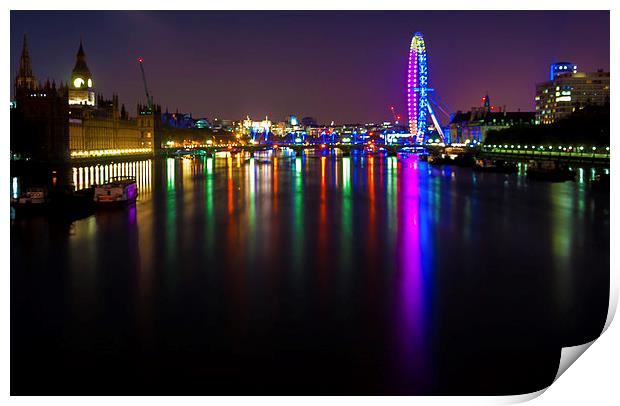  London Eye At Night Print by Ayo Faleye