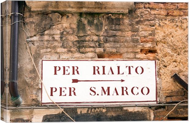 Sign to Venice landmarks Canvas Print by Dave Carroll