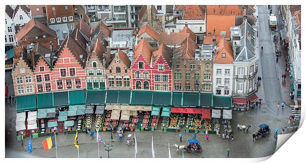  Looking down on Bruges centre Print by Dan Ward