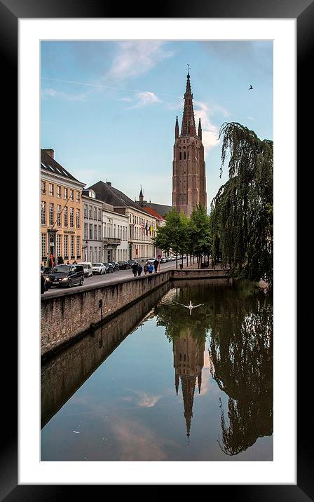  Bruges centre on a summers day. Framed Mounted Print by Dan Ward