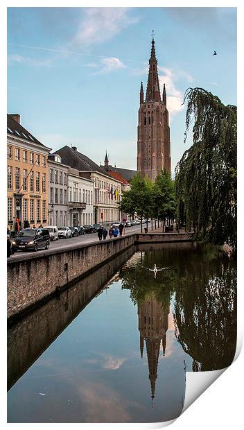  Bruges centre on a summers day. Print by Dan Ward