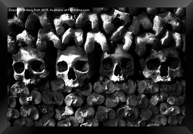  Skulls - Paris Catacombs, black and white version Framed Print by Mary Rath