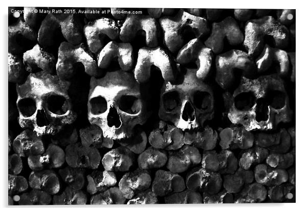  Skulls - Paris Catacombs, black and white version Acrylic by Mary Rath