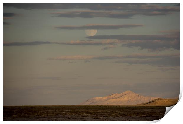  Moonrise and Mountains Print by Brent Olson